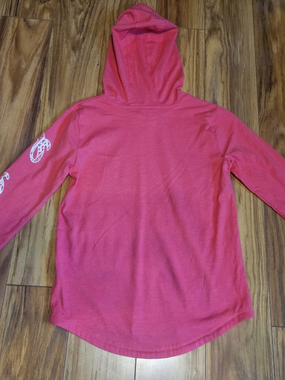 Carhartt Girls Pink Long Sleeve Hooded Tee with White Graphic - Picture 3 of 4